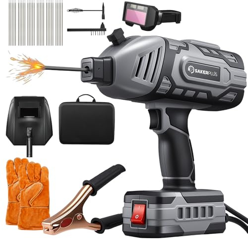 Sakerplus Portable Welding Machine, Handheld Welder Machine 110V, ARC Portable Welder with IGBT Inverter 5 Variable Current Adjustment, 30pcs 3/32 Wire Rods, Welding Helmet, Carrying Case Included