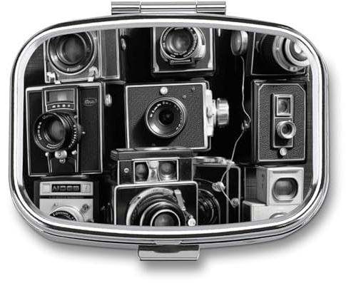 Tragbare quadratische Metall-Retro-Kamera-Kollektion, bedruckte Medikamentenbox – langlebig und wasserdicht, intimer medizinischer Begleiter