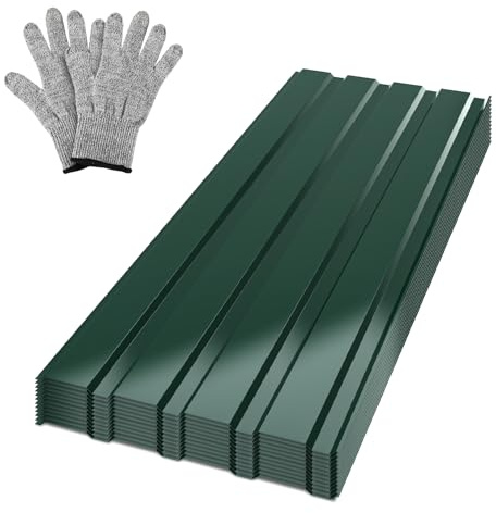 Vkechh 12x Profilblech Trapezblech Dachplatten Stahlblech 115x45cm = 6m² Wellblechplatten für Dach Metall Dachblech Blech für Carport Gerätehaus, Grün