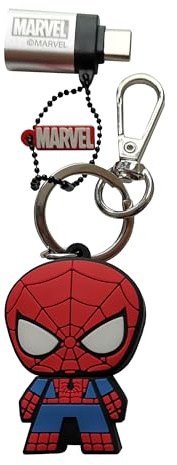 WONDEE Spiderman Gifts [2 in 1] Original Spider Man Pendrive + Keychain, USB Flash Drive and USB C Adapter 32 GB Marvel Avengers – Original Keychains/Pendrive for Gifts, Disney Marvel Gifts