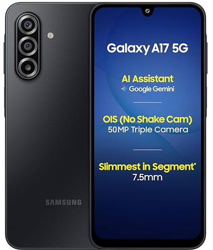Samsung Galaxy A17 5G Smartphone (Black, 6GB+128GB) | 50MP AI Camera | Super AMOLED Screen | Circle to Search | Gemini Live | Gorilla Glass Victus | Slim 7.5mm Body