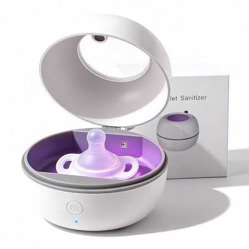 Tragbarer Schnuller-Sterilisator, UV-Baby Sterilisator für Schnuller, 99,99% Sterilisation in 3 Minuten, UV Baby Desinfektionsgerät für Zuhause und Unterwegs, Für 2 Schnuller, Für Reisen & Zuhause