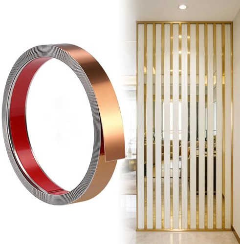 Indrnif Moulures décoratives autocollantes en acier inoxydable 20mmx5m Bandes décoratives argentées Effet miroir Pour toilettes, bord de carrelage, mur, plinthe, sol