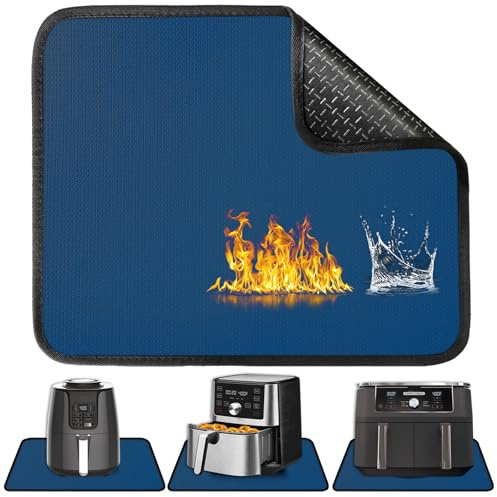 Khongoo Anti-Slip Heat Resistant Mat for Air Fryer, 30x45x0.15 cm, Blue | 1022 °F Thick air fryer heat resistant mat for countertop, air fryer accessories, compatible with ninja, easy to clean
