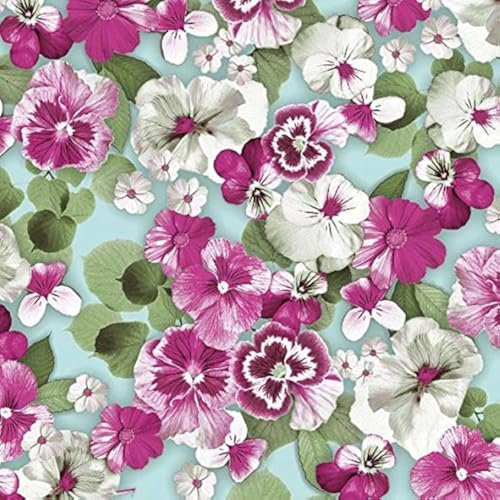 Ambiente Napkin 33cm Pansy All Over White Floral Mix Serviettes