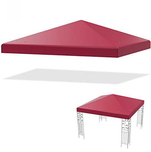 COSTWAY Toile de Toit de Rechange en Polyester pour Pavillon Tonnelle Tente 300 x 300 cm Couleur au Choix (Vin Rouge)