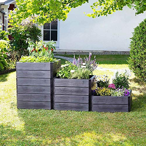 Yerd Ergo Hochbeet-System, 5 Jahre Garantie, Made in Germany (6 x Höhe 25cm 60x60cm)