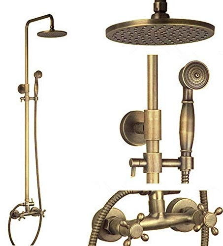 Armaturen Antike Wandmontierte Badezimmer Bad Dusche Armaturen Messing Gebürstet Badewanne Wasserhahn Mit Handbrause