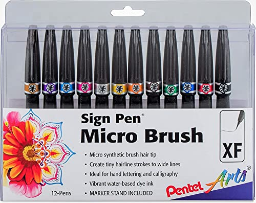 Pentel Sign Pen Micro Brush 12 Pack SESF30CPC12