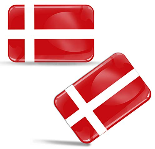 Biomar Labs® 2 x Aufkleber 3D Gel Silikon Stickers Denmark Dänemark Dänische Flagge Fahne Flag Auto Motorrad Fahrrad Fenster Tür PC Handy Tablet Laptop F 51