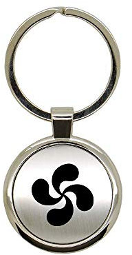Mygoodprice Porte clé en métal alu brossé Croix Basque Rond Gravure Laser