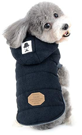 Zunea Hunde Wintermantel für Kleine Hunde Weich Fleece Winterjacken Kapuzenpullis Winddicht Welpenmantel Weste Chihuahua Hundekleidung Katzen Bekleidung für Kaltes Wetter Schwarz XXL