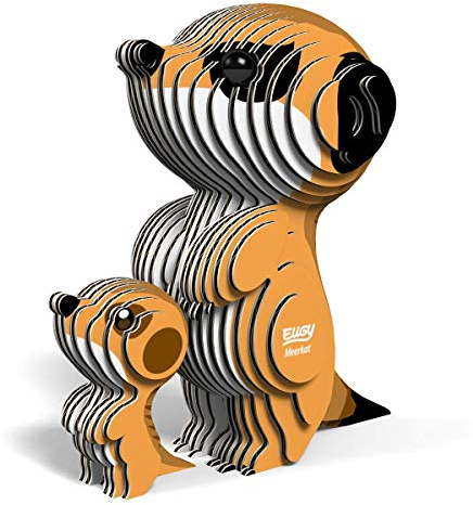 EUGY 650046 Erdmännchen, 3D Tier-Puzzle für Kinder und Erwachsene zum Zusammenbauen, DIY Tierfigur, Bastelset ab 6 Jahren