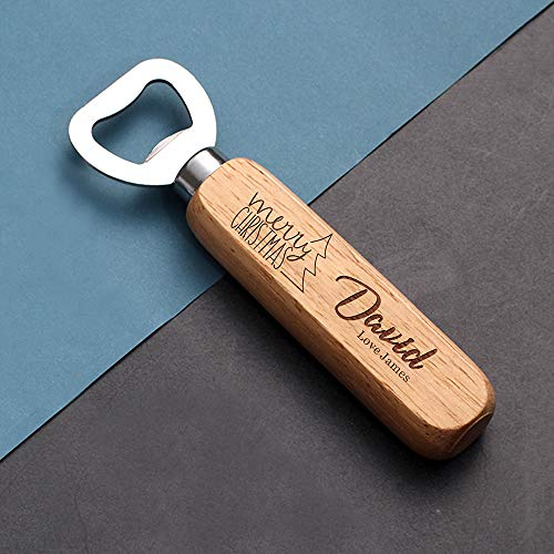 Personalised Wooden Handle Bottle Opener Birthday Gift Cheers Catcher Engraved Bottle Opener Gift for Him Boy Men Father Dad Daddy Grandad Party Wedding Favour 18th 30th 60th(Christmas)