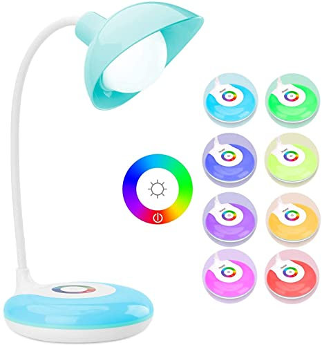 Lampe de Bureau LED pour Enfants | Intensité Variable | Rechargeable par USB | Base RVB | Contrôle Tactile | col de Cygne Réglable | Veilleuse de Lecture pour Enfants | Cadeau de | d'anniversaire
