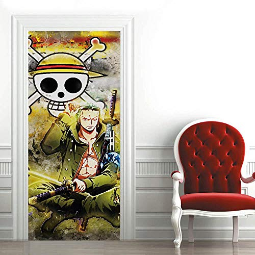 Türtapete selbstklebend TürPoster 3D Bewirken Fototapete türfolie Poster Tapete Abnehmbar Wandtapete für Wohnzimmer Küche Schlafzimmer 77 * 200cm Anime Charakter