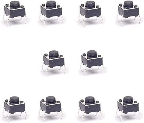 10 Micro pulsanti, interruttori, switch, 6 x 6 x 5 mm, per PCB Arduino, a 4 Pin corti