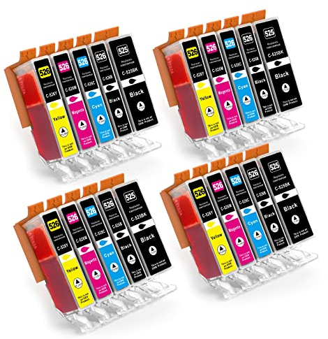 Jhaan 525XL 526XL Druckerpatronen Kompatibel für Canon PGI-525 CLI-526 525 526 für PIXMA MG5150 MG5350 MG5250 MG6150 IX6550 MX885 MX895 MX715 IP4950 IP4850 (20er-Pack)