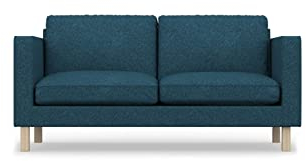 comfortly Ersatzbezug für 2-Sitzer-Sofa, handgefertigt, kompatibel mit Karlstad-Couch – nur Bezüge (strapazierfähig, blau)