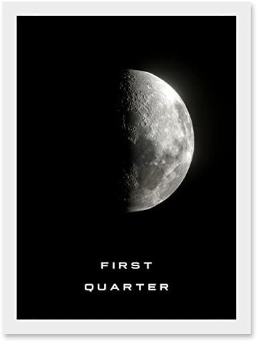 Artery8 Phases of the Moon Astronomy First Quarter Lunar Space Poster Artwork Framed Wall Art Print A4
