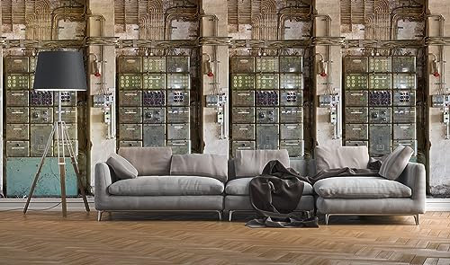 Newroom Vliestapete [ 2,8 x 1,59m ] großzügiges Motiv - kein wiederkehrendes Muster - nahtlos große Flächen möglich - Fototapete Industrie Fabrikhalle Stromkasten Made in Germany