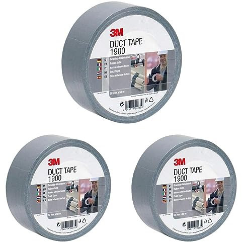 3M Nastro adesivo 1900 Value Nastro adesivo grigio argento per tutti i lavori di riparazione, etichettatura e sigillatura, 50 mm x 50 m, 1 rotolo di nastro adesivo (Confezione da 3)