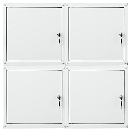 PROREGAL Mega Deal 4X Schließfachwürfel Cubic HxBxT 35x35x35cm Grau Schließfachschrank Metallspind Wertfachschrank Umkleideschrank 4 Fächer