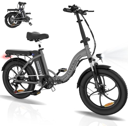 ELEKGO Bicicleta Eléctrica, 20*3.0 Fat Tire Bici Eléctrica Plegable con Motor de 250W, 36V 12Ah Batería Extraíble, Asistencia de Pedal, 7-Velocidades Bicicleta Montaña Ebike para Unisex Adulto