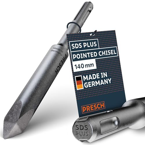 Presch SDS-plus Scalpello a punta - Punta estremamente robusta e durevole - Per tutti i lavori di foratura (lunghezza 140 mm) - Scalpello in acciaio ad alte prestazioni per colpi potenti