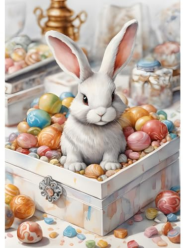 MXJSUA Diamant Painting Erwachsene, Osterhase Ei Diamond Painting Set für Erwachsene, Mosaikherstellung, Wohnzimmer, Heimdekoration, Weihnachtsgeschenke 30x40cm