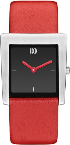 Danish Design Damenuhr eckig Lederband rot IV41Q1257