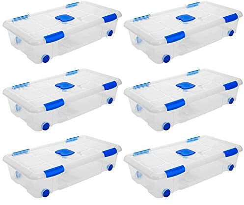 Acan Tradineur - Pack de 6 Cajas de Almacenamiento - Fabricado en plástico - Contenedor para almacenar juguetes, Libros, ropa, mantas - N.º 11-41,2 x 73,2 x 17 cm - 30 Litros