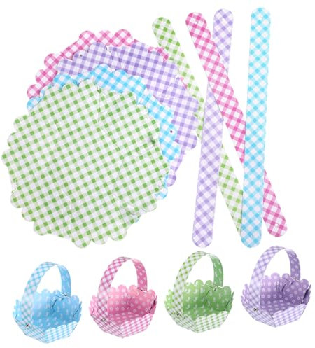 HOLIDYOYO 12 Stück -Leckerli-Boxen Mini-Osterkörbe Aus Papier Hasenkörbe Zum Selbermachen Geschenk-Süßigkeiten-Leckerei-Boxen Mit Griff Für Ostereiersuche Partyzubehör