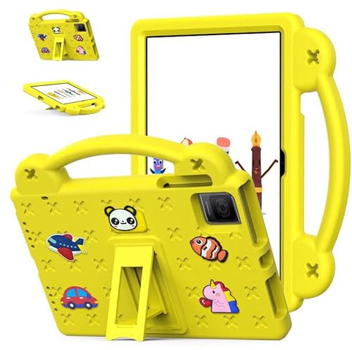 Funda para tablet TCL Tab 10 Gen 2 de 10.36 pulgadas 2023, apta para niños, bonito diseño, asa con soporte, funda protectora ligera de EVA, amarillo