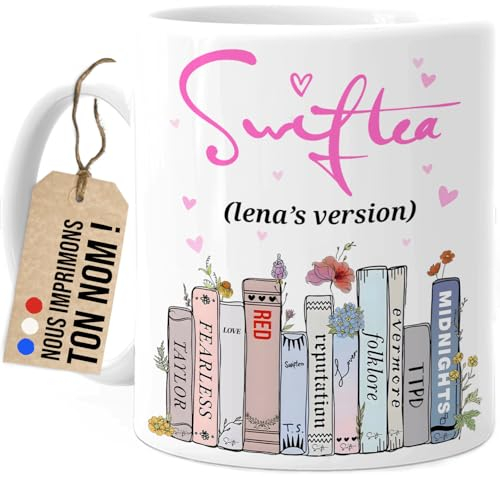 Cupdarling® Swiftea Mug Personnalisée - Tasse avec Nom - Impression des Deux Côtés - Cadeaux Musique pour Meilleure Amie, Collègue ou Famille - Impression des Deux Côtés - 330ml en Céramique