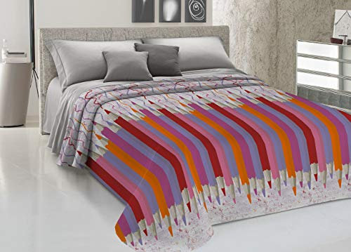 BIANCHERIAWEB Copriletto Piquet Primavera Estate 100% Cotone Disegno Matitoni Singolo Fucsia