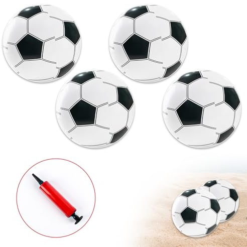 4PCS Inflables Pelotas De Playa, Pelota De Fútbol Inflable Del Agua, Piscina Playa Negro Blanco Bola, Niños Fútbol Bola De Agua, Para Verano Deportes