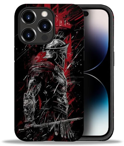 yicomon Compatible with iPhone 14 Pro Max Case，Warrior Gladiator Pattern Print Matte Phone Case Durable Fashion Funny Liquid Silicone Case Soft Anti-Scratch Shockproof Protective Cover