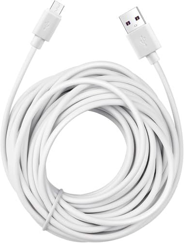 ZHHSUNY USB Charger Cord Compatible with V-Tech,Owlet,Babysense,Infant Optics DXR-8,VAVA Baby Monitor etc,Micro USB Power Cable 1-Pack(White,6 meters)