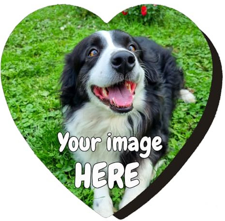 Personalised Photo Fridge MAGNETS Big or small Customised Image Text Logo High Gloss Printed Picture square love heart round (Big Love Heart)