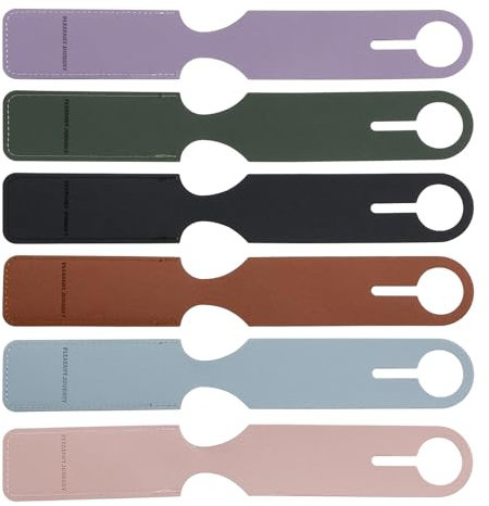 Create idea Lot de 6pcs étiquettes de Bagage en Cuir PU Anti-perte à Suspendre pour Valise 25,5 x 3,8 cm pour Sac de Voyage Rose Noir Vert Marron Violet Bleu Clair
