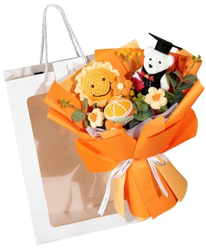 Peluche de, Ramo de Flores de Ganchillo - Ganar el Campeonato con Flores Tejidas, decoración de Escritorio de, Ramo de Flores de Punto para Familia, Escuela, Temporada de Apertura