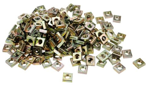 Tuercas cuadradas M5 x 8 x 3 mm, acero al carbono, tuercas cuadradas roscadas para máquina, acabado chapado en zinc (paquete de 50)