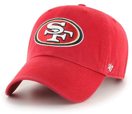 '47 NFL San Francisco 49ers Clean Up Unisex-Baseballkappe, Verstellbarer Riemenverschluss, Einheitsgröße, Team Logo, Farbe Rot