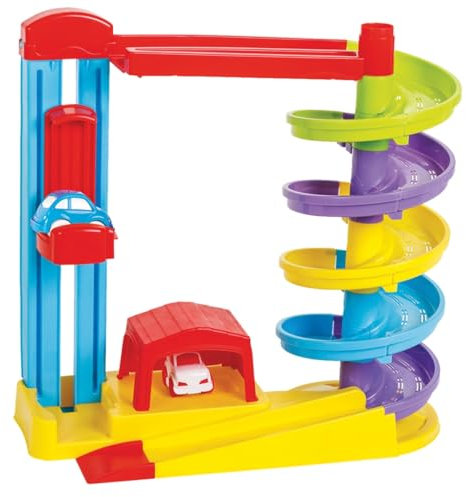 Autobahn-Spielset mit Aufzug und Garage für Spielzeugautos, Mehrfarbig
