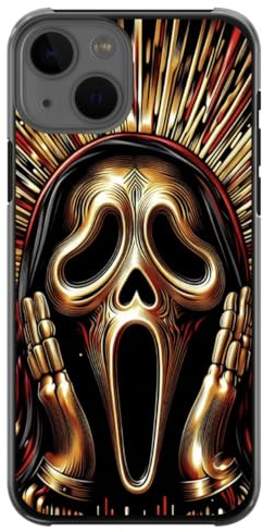 EZB Scream Ghost Face iPhone Compatible Phone Case | Flexible Shock Absorbent Edges Unique Horror Pop Art Red & Gold Hard Phone Cover | Ghostface Scream (iPhone 16 Pro)