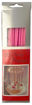 Lot de 20 bougies d'anniversaire tige mignonne – rose – Cereria Di Giorgio
