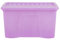 Wham Crystal Plastic Storage Boxes With Lids Home Office Stackable Nestable Container Box, 60L Easy fit Underbed Protective Storage Box, 60 x 40 x 33 cm - Tint Lilac (Set of 3)
