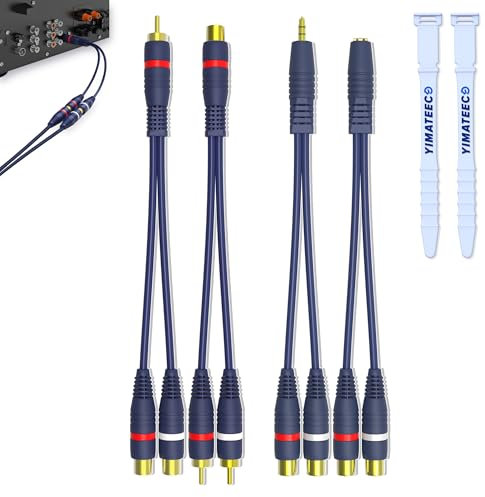 YIMATEECO Cinch Y Kabel Splitter RCA Y Adapter Kabel 15cm RCA zu JACK AV Audiokabel Cinch Verteiler, 24K Vergoldeter Anschluss für Subwoofer, Verstärker, Lautsprecher Heimkino (R-CA Kabels,4Stü)