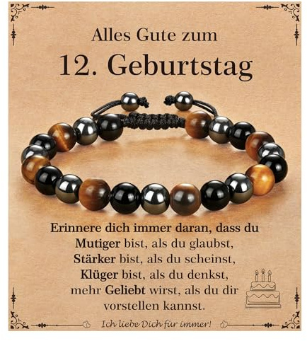 Aretas 11-18 Geburtstagsgeschenk Armband für Jungen Tigerauge Schwarzer Obsidian Hämatit Armband Geschenke zum Geburtstag für Jungs Sohn Enkel Neffen Bruder